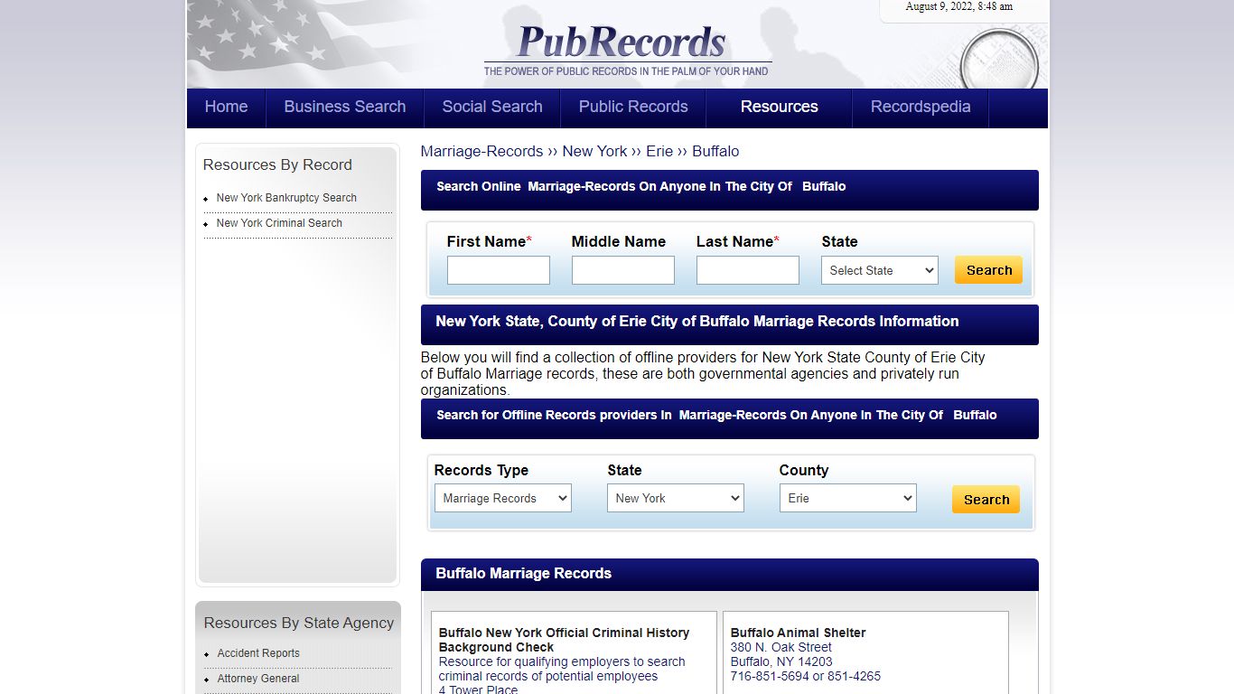 Buffalo, Erie County, New York Marriage Records